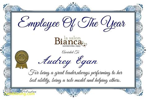 Employee Of The Year Certificate Template Update234 Com Awards