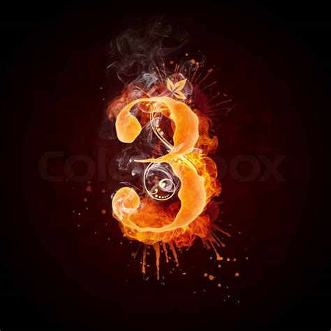 Fire Swirl Letter 3 Isolated On Black Background Computer Design