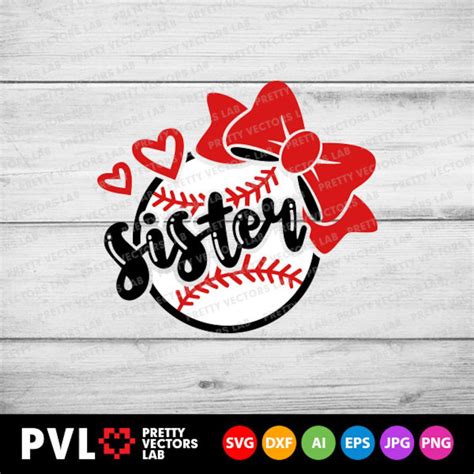 Baseball Sister Svg Cheer Sister Cut Files Baseball Bow Svg Etsy