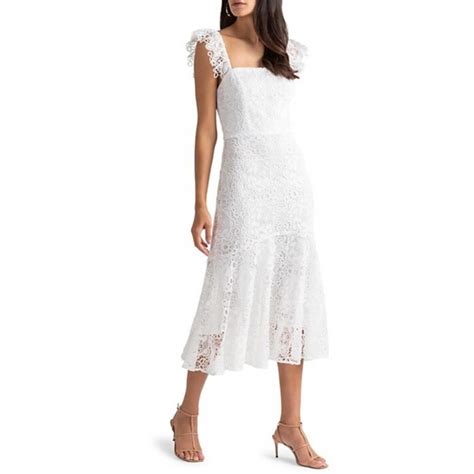 Shoshanna Dresses Shoshanna Viney Flutter Sleeve Optic White Lace