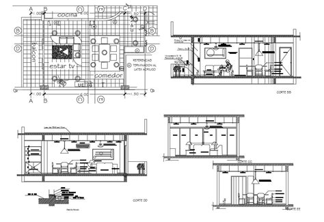 detail drawing  living room  dinning area  elevations  dwg