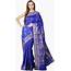 Dazzling Blue Baluchari Sari From Bengal With Zari Woven Hindu 