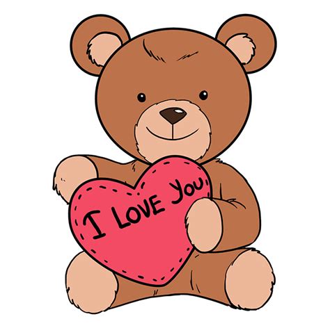Cute Teddy Bear Drawing With Heart
