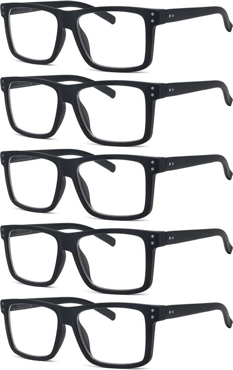 eyekepper 5 pack men women oversized reading glasses square large frame readers black 1 75