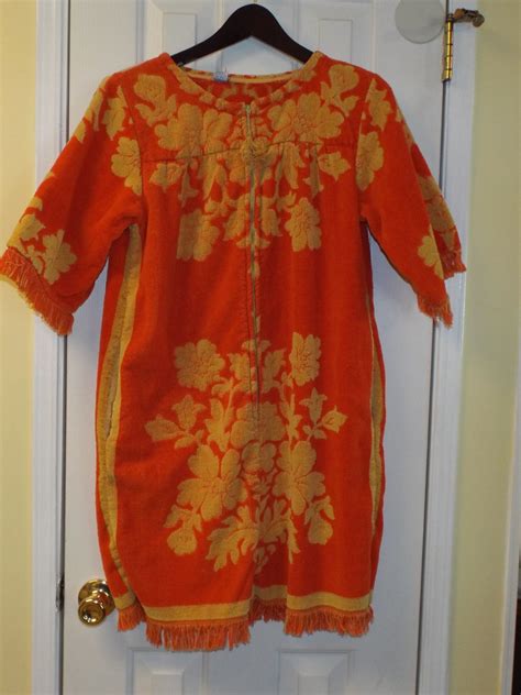 1960s Terrycloth Beach Coverup Orange And Yellow 1960s Outfits Vintage