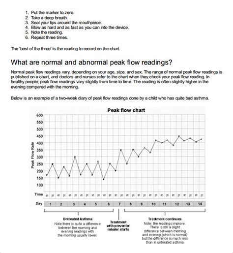 Template Printable Peak Flow Chart