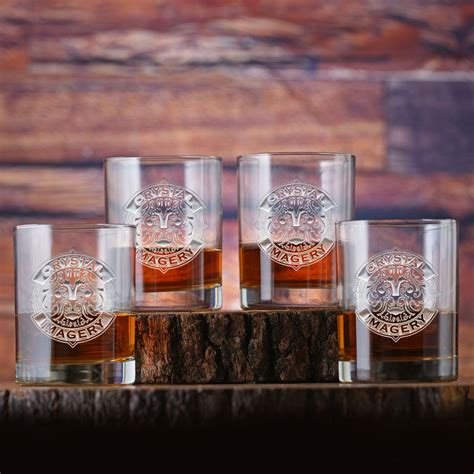 custom bourbon whiskey glass set of 4 engraved crystal glass