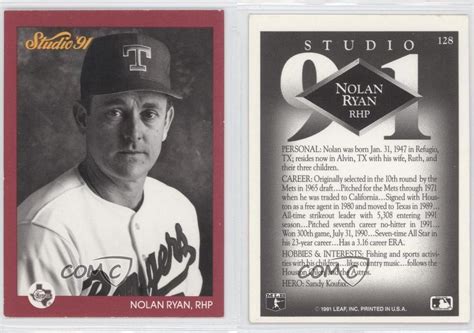 Visit the card to see the entire set. 1991 Studio #128 Nolan Ryan Texas Rangers Baseball Card | eBay