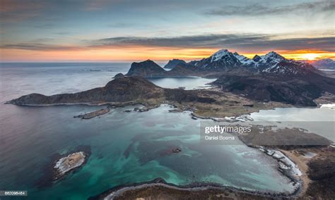 Lofoten Islands During Sunrise Seen From A Mountain Called
