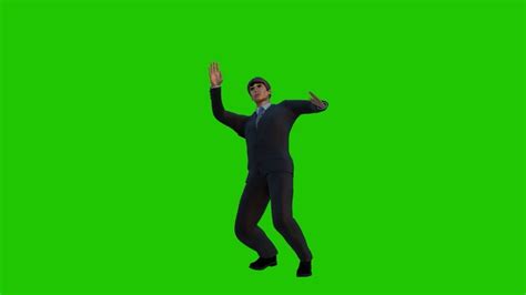 Funny Guy Dancing Video Wearing Suitgreen Screen Copyright Free
