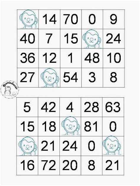 Cartelas Bingo Tabuada Jogos Matematica Ludico28629 — SÓ Escola