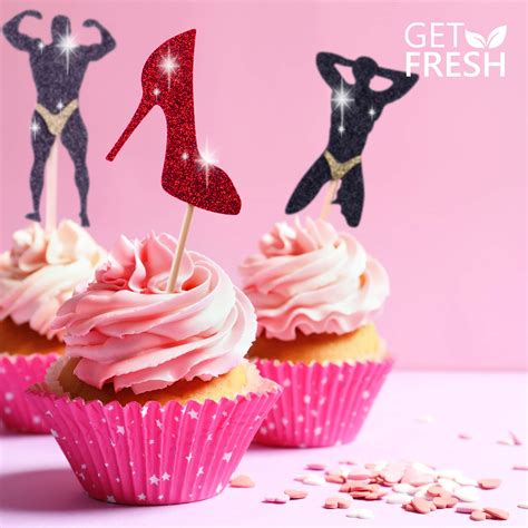 Buy Get Fresh Hen Party Cupcake Toppers Set 25 Pack Glittery Bachelorette Party Cupcake