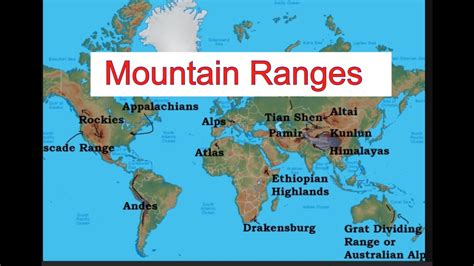 Mountain Ranges Of The World Map Labeled