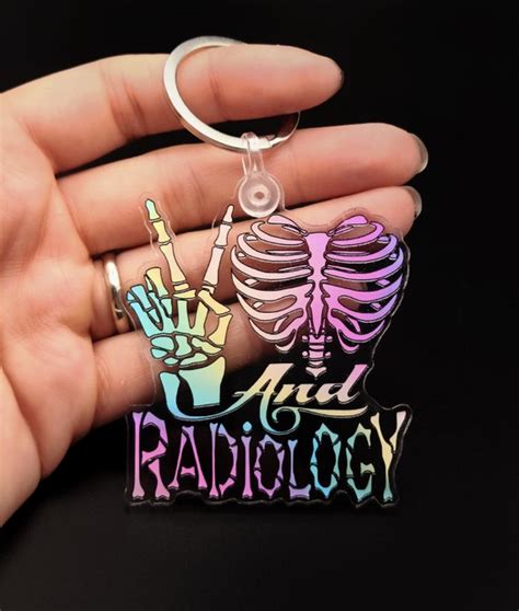Peace Love Radiology Keychain Xray Keychain Xray Tech T Etsy