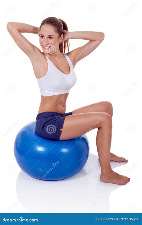 Woman Exercising On A Fitness Ball Stock Image Image Of Ball
