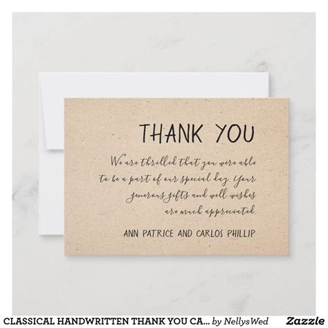 Classical Handwritten Thank You Card Kraft Paper