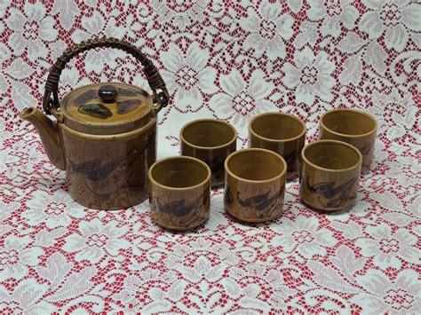 Vintage 1960s Stoneware Mci Japan Pottery Tea Set Teapot Etsy