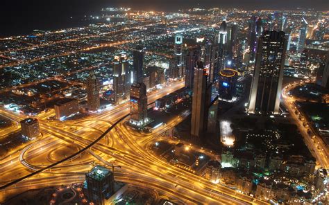 United Arab Emirates Dubai City Metropolis Skyscrapers Lights