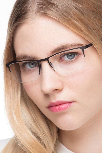 variable rectangle brown semi rimless eyeglasses eyebuydirect eyeglasses eyebuydirect