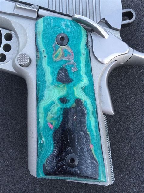 Teal And Black Compact Sold 1911 Grips Diy Knife Knife Making