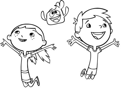 Justin, Squidgy and Olive Coloring Page - Free Printable Coloring Pages