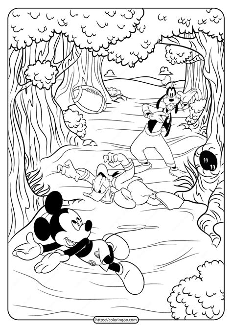 Inspirational mickey mouse playing soccer coloring pages. Mickey & Friends Fall Football Pdf Coloring Page