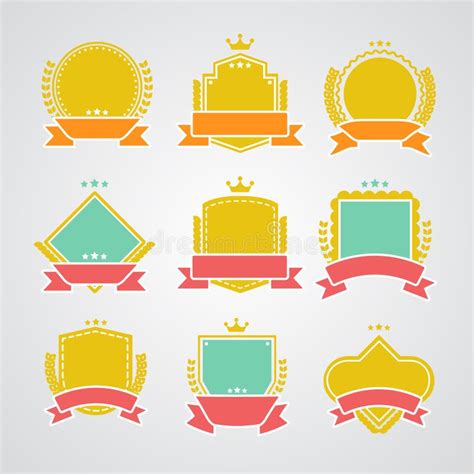 Set Of Flat Badges And Ribbons Stock Vector Illustration Of