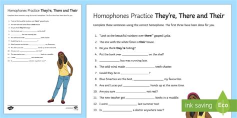 Ks3 Homophones Practice Theyre There Their Worksheet Worksheet