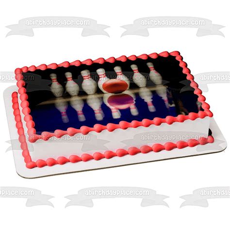 Bowling Bowling Alley Pins Reflection Edible Cake Topper Image