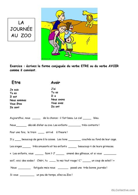 exercice utilisation être avoir prés English ESL worksheets pdf doc