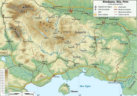 Bulgaria Rila Pirin And Rhodopes Mountains • Map •