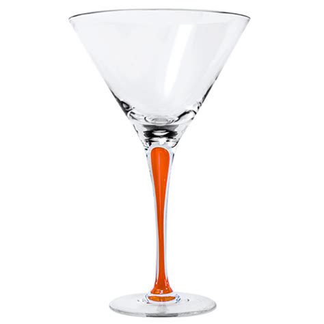 Orange Stem Crystal Martini Glasses 12 Oz