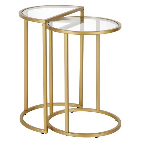 Evelynandzoe Nested Side Table Set With Glass Top