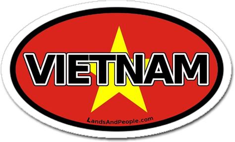 Vietnam And Vietnamese Flag Car Bumper Sticker Decal Oval