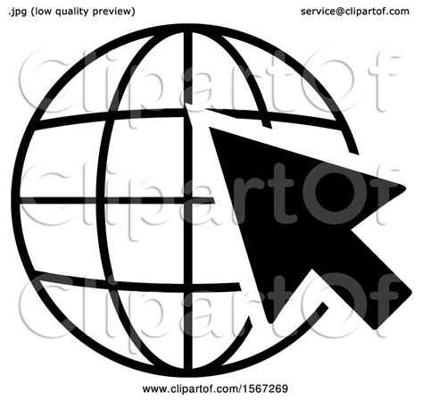 Clipart Of A Black And White World Wide Web Icon Royalty Free Vector