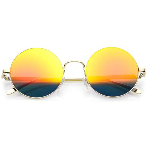premium round metal flash mirrored flat lens sunglasses zerouv