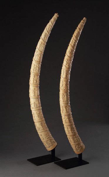 Finch And Co Pair Of African Loango Coast Angola Ivory Tusks Silver