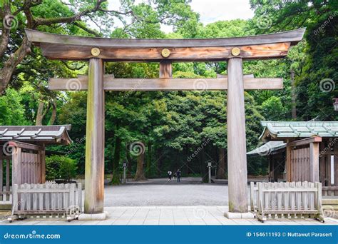 Portal Of Wood Gate Temple Torii Of Meiji Jingu Shrine In Central