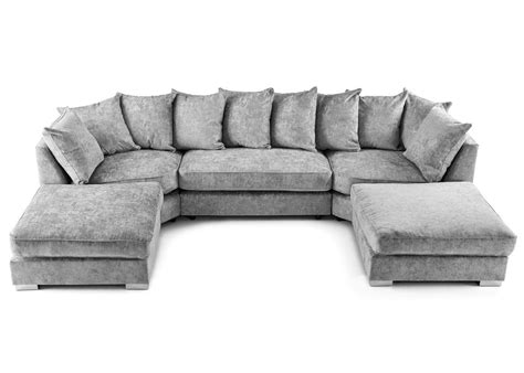 Supply luxury furniture u shaped corner sofas set fabric modern sofa factory es oem. BISHOP LUXE CHENILLE U-SHAPE CORNER SOFA - SILVER FOX in ...