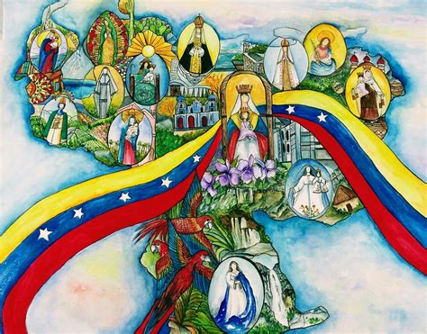 Mapa De Venezuela 🙏🇻🇪 Virgencitas De La Drawings Ink Art Painting