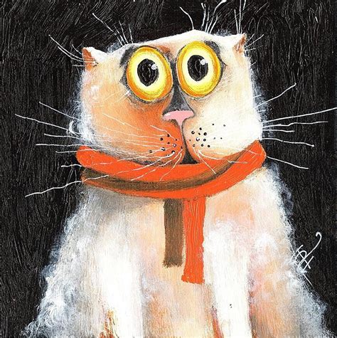 Funny Cat Painting By Irina Rumyantseva Fine Art America