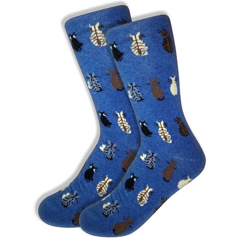 The socks are made of elastic coral soft fabric and provides you the most comfortable wearing experience ever. Sitting Pretty Cat Socks for Women - Denim Blue