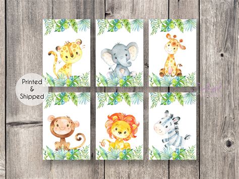 Safari Animal Prints Set Of 6 Baby Animal Nursery Wall Art Baby