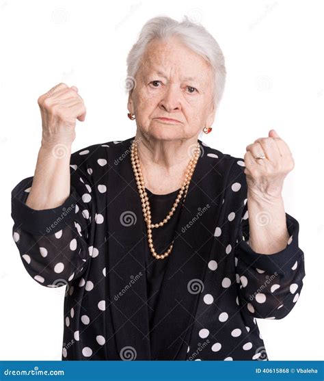 Angry Old Woman Making Fists Stock Photo Image Of Elderly Hand 40615868