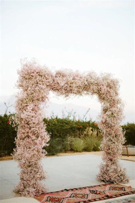 Pink Babys Breath Square Wedding Ceremony Arch Natural Unique Spring