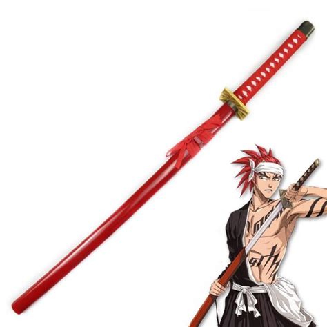Anime Bleach Abarai Renji Wooden Sword Katana Zabimaru Red Scabbard