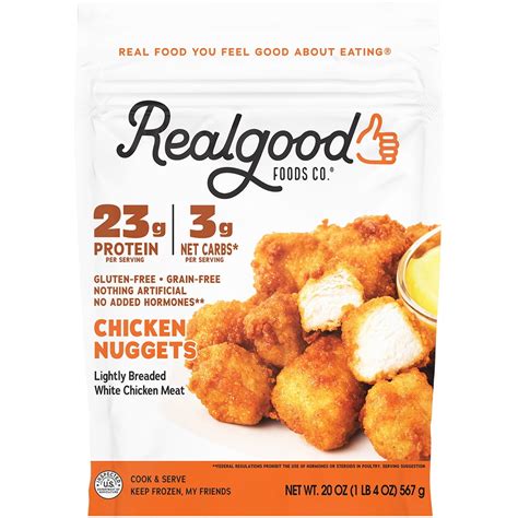 Realgood Foods Co Lightly Breaded Chicken Breast Nuggets 20 Oz Bag
