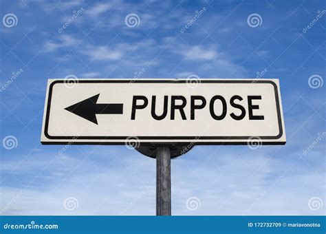 Purpose Road Sign Arrow On Blue Sky Background Stock Image Image Of
