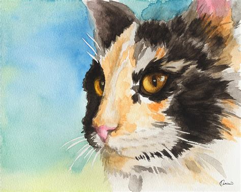 Watercolor Cat 01 Smart Cat Painting By Kathleen Wong Pixels