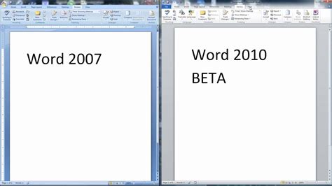 Microsoft Office Word 2007 And 2010 Comparison Youtube